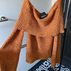 off the shoulder knitted sweater